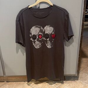 John Varvatos Charcoal Skull Graphic Tee
